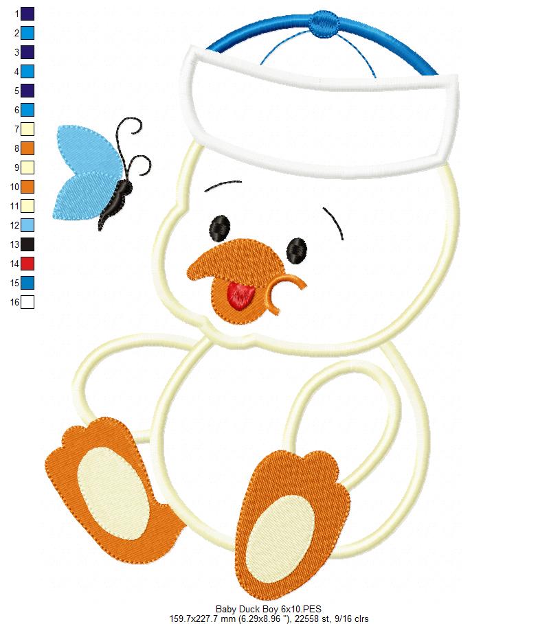 Baby Duck Boy and Girl - Applique - Set of 2 designs