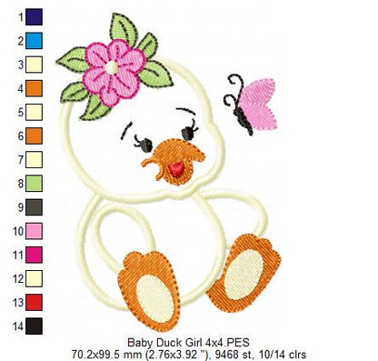Baby Duck Boy and Girl - Applique - Set of 2 designs