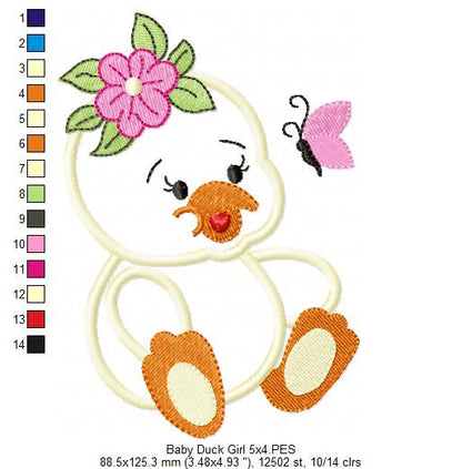 Baby Duck Boy and Girl - Applique - Set of 2 designs