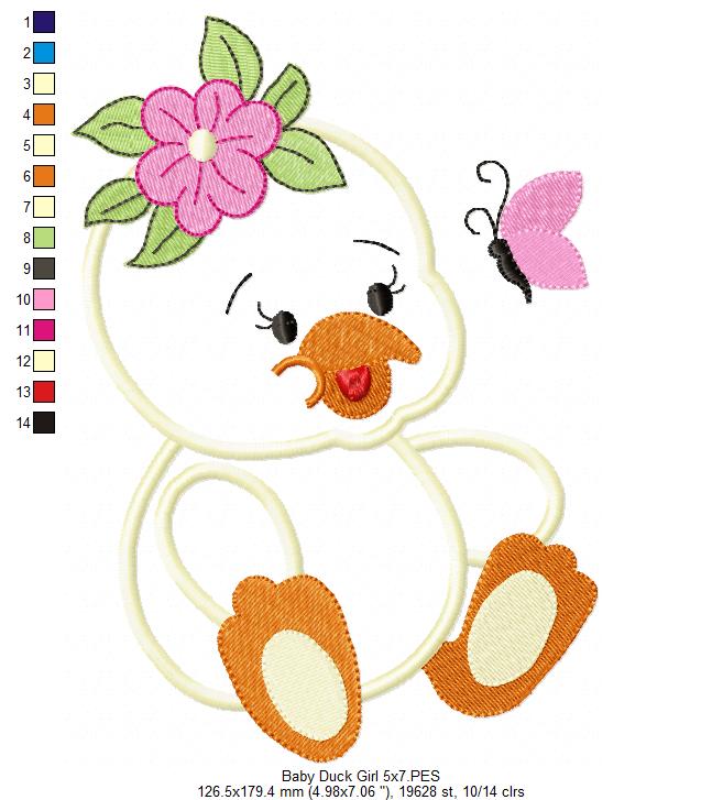 Baby Duck Boy and Girl - Applique - Set of 2 designs