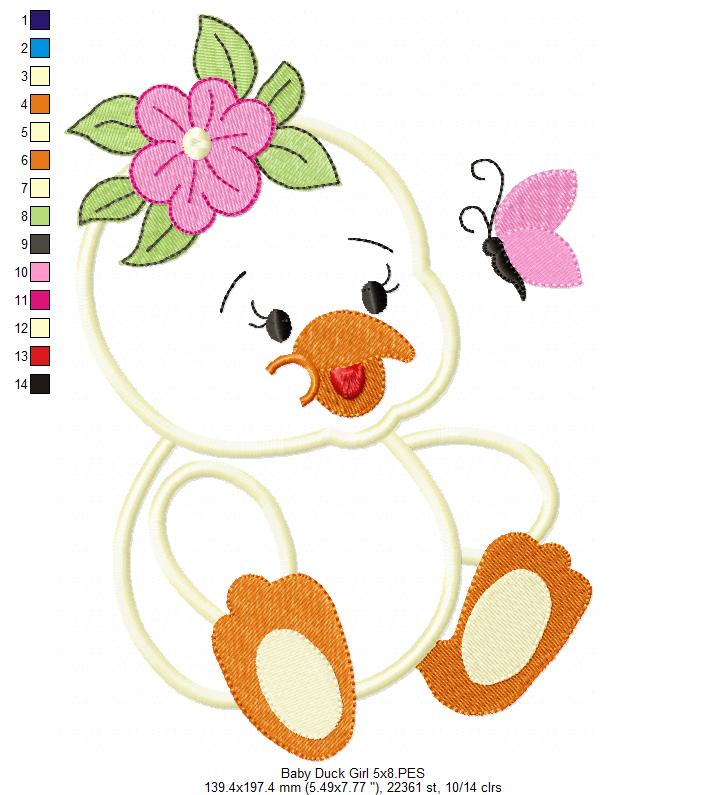Baby Duck Boy and Girl - Applique - Set of 2 designs