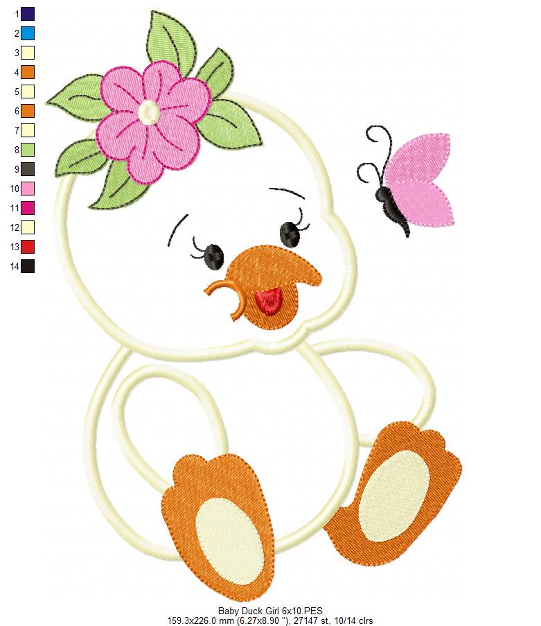 Baby Duck Boy and Girl - Applique - Set of 2 designs
