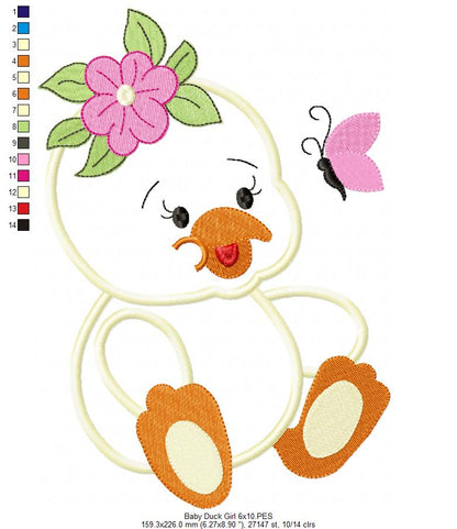 Baby Duck Boy and Girl - Applique - Set of 2 designs