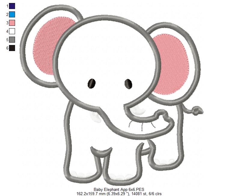 Safari Elephant Boy - Applique - Machine Embroidery Design