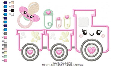 Baby Boy and Girl Train - Applique - Set of 2 Designs - Machine Embroidery Design