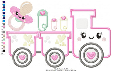 Baby Boy and Girl Train - Applique - Set of 2 Designs - Machine Embroidery Design