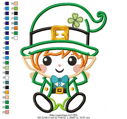 Baby Leprechaun  - Applique - Machine Embroidery Design