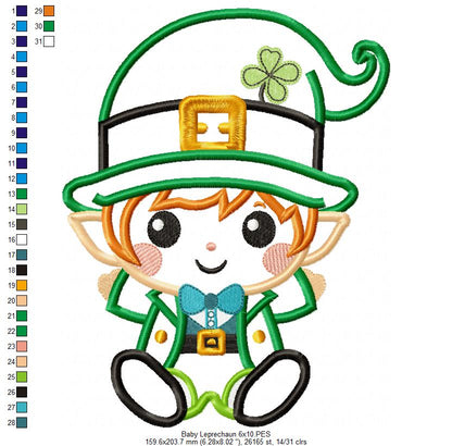 Baby Leprechaun  - Applique - Machine Embroidery Design