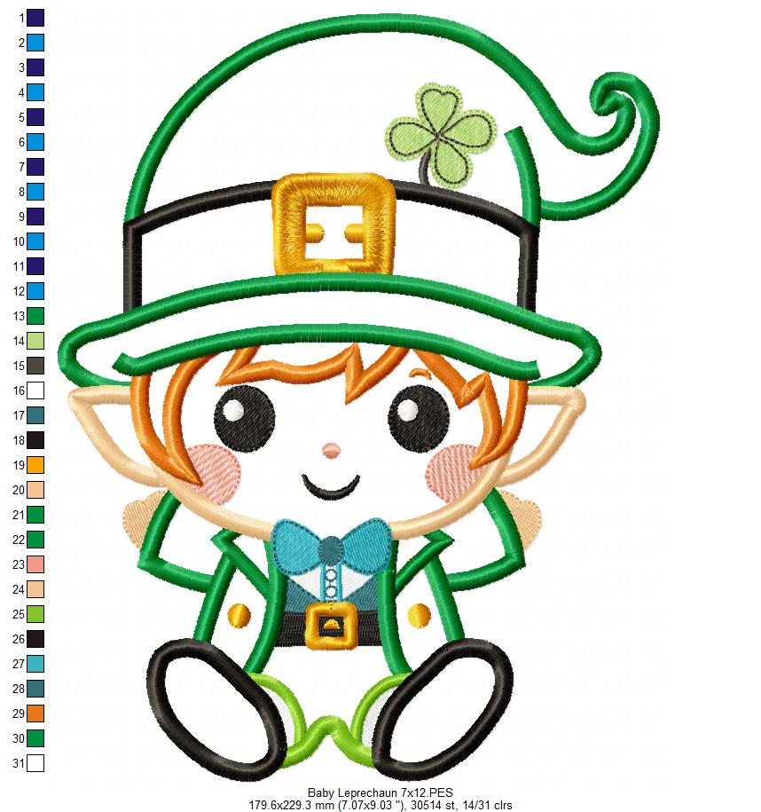 Baby Leprechaun  - Applique - Machine Embroidery Design