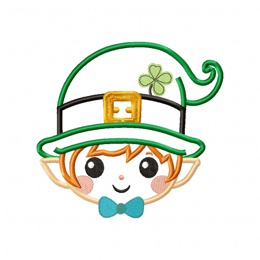 Baby Leprechaun Face  - Applique - Machine Embroidery Design
