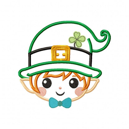 Baby Leprechaun Face  - Applique - Machine Embroidery Design