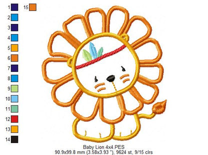 Baby Lion - Applique - Machine Embroidery Design