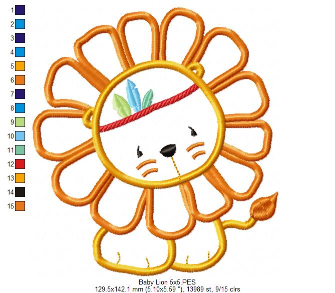 Baby Lion - Applique - Machine Embroidery Design