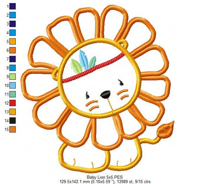 Baby Lion - Applique - Machine Embroidery Design