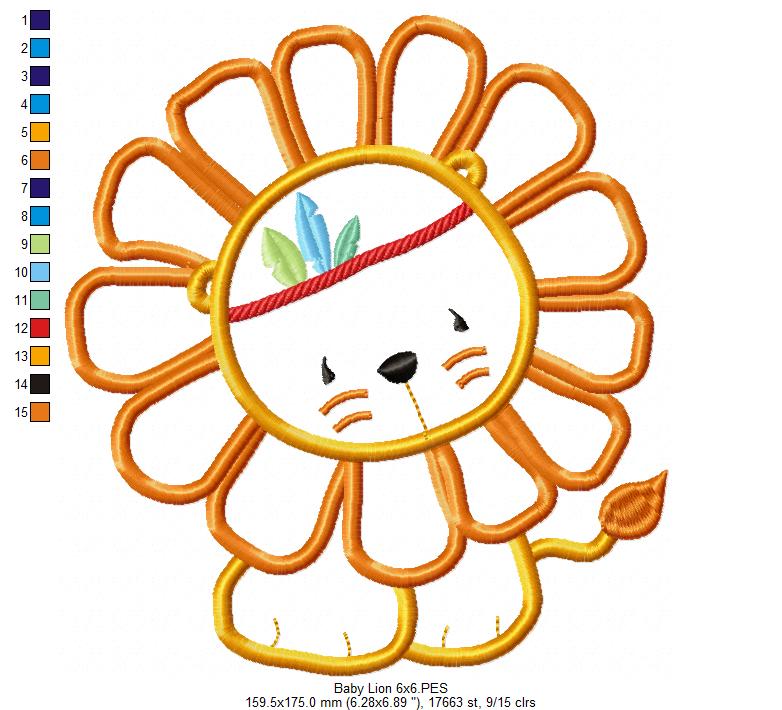 Baby Lion - Applique - Machine Embroidery Design