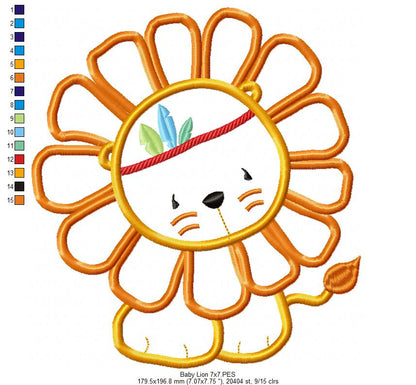 Baby Lion - Applique - Machine Embroidery Design