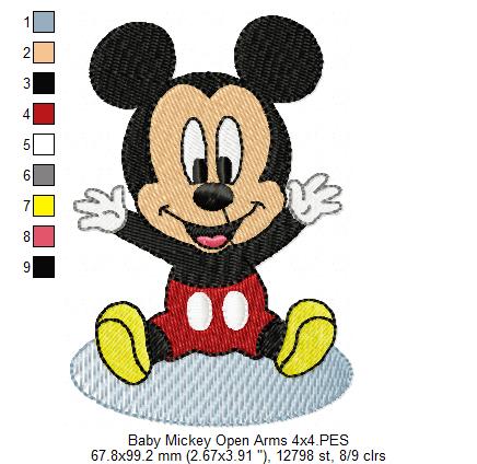 Baby Mouse Boy with Open Arms - Fill Stitch - Machine Embroidery Design