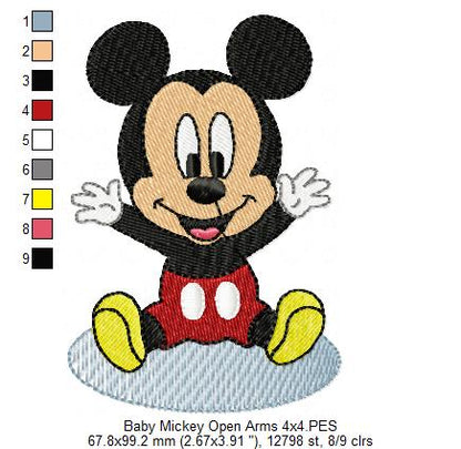Baby Mouse Boy with Open Arms - Fill Stitch - Machine Embroidery Design