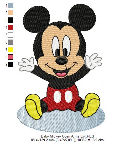 Baby Mouse Boy with Open Arms - Fill Stitch - Machine Embroidery Design