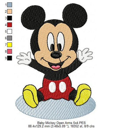 Baby Mouse Boy with Open Arms - Fill Stitch - Machine Embroidery Design