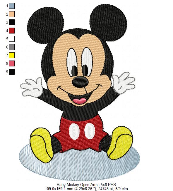Baby Mouse Boy with Open Arms - Fill Stitch - Machine Embroidery Design