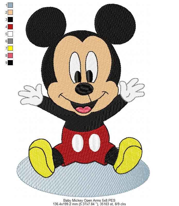 Baby Mouse Boy with Open Arms - Fill Stitch - Machine Embroidery Design