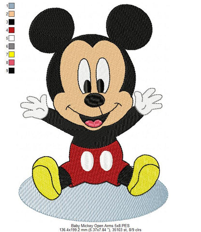 Baby Mouse Boy with Open Arms - Fill Stitch - Machine Embroidery Design