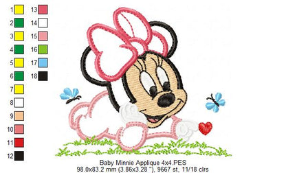 Cute Baby Mouse Girl - Applique