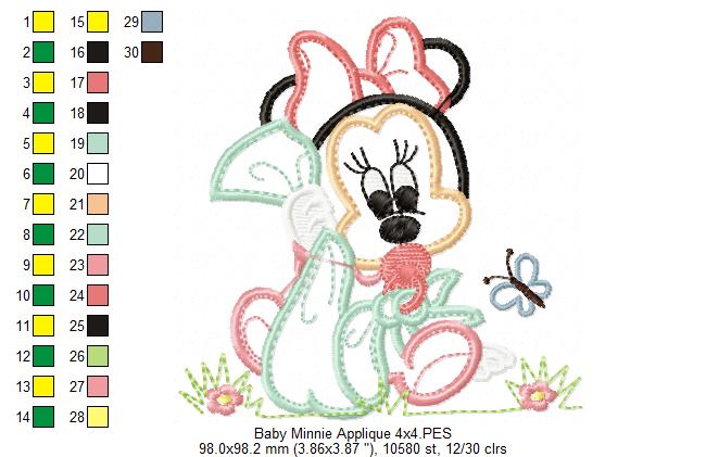 Baby Mouse Girl - Applique - Machine Embroidery Design