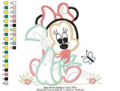Baby Mouse Girl - Applique - Machine Embroidery Design