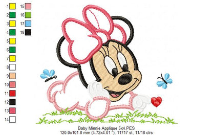 Cute Baby Mouse Girl - Applique