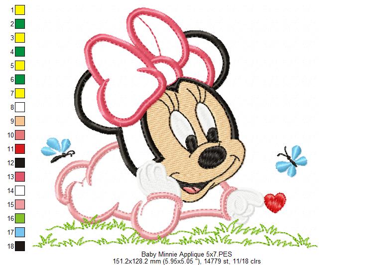 Cute Baby Mouse Girl - Applique