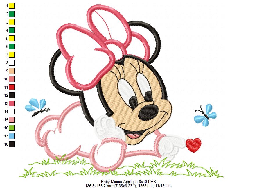 Cute Baby Mouse Girl - Applique