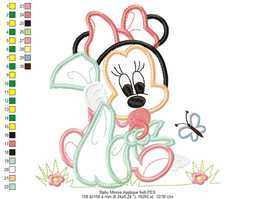 Baby Mouse Girl - Applique - Machine Embroidery Design
