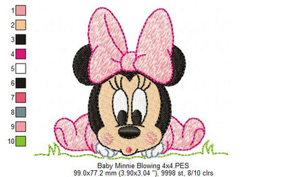 Baby Mouse Blowing - Fill Stitch - Machine Embroidery Design