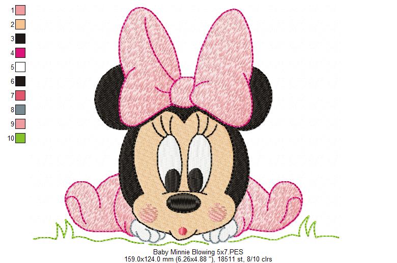 Baby Mouse Blowing - Fill Stitch - Machine Embroidery Design