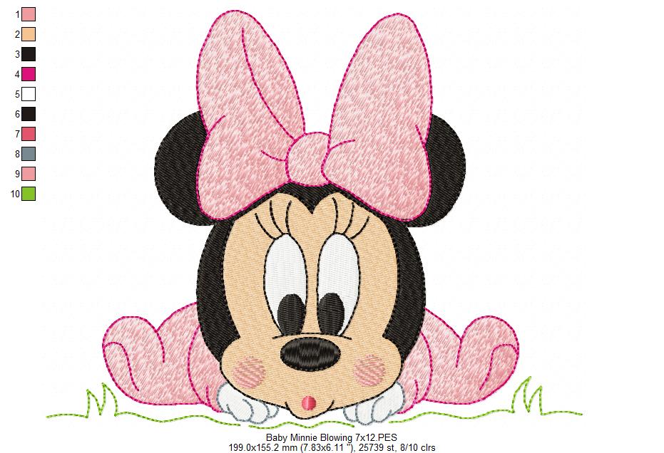 Baby Mouse Blowing - Fill Stitch - Machine Embroidery Design