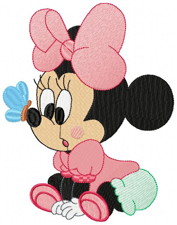 Baby Mouse Girl and Butterfly - Fill Stitch Embroidery