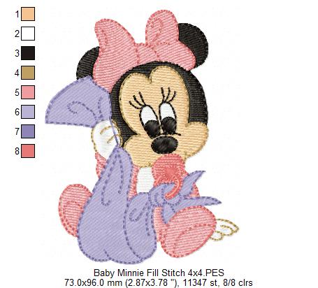 Baby Mouse Girl - Fill Stitch - Machine Embroidery Design