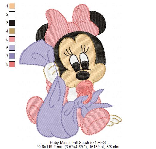 Baby Mouse Girl - Fill Stitch - Machine Embroidery Design