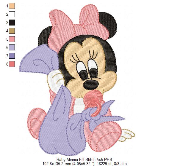 Baby Mouse Girl - Fill Stitch - Machine Embroidery Design