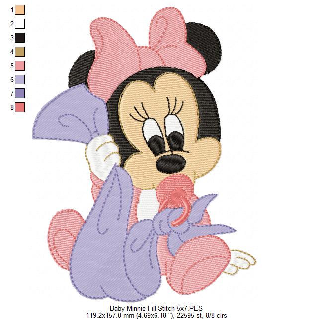 Baby Mouse Girl - Fill Stitch - Machine Embroidery Design