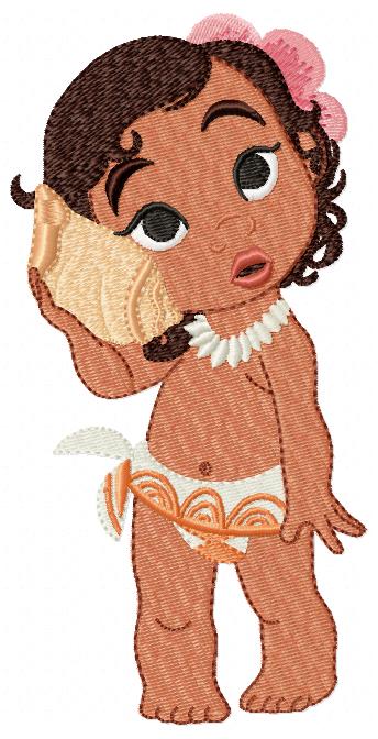 Baby Moana Cute - Fill Stitch - Machine Embroidery Design