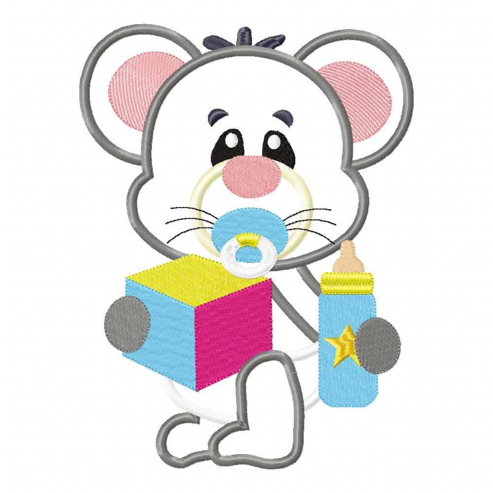 Baby Mouse with Feeding Bottle - Applique