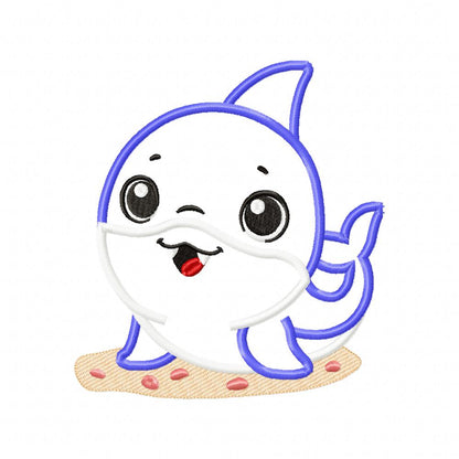 Baby Shark Boy - Appliqué - Machine Embroidery Design