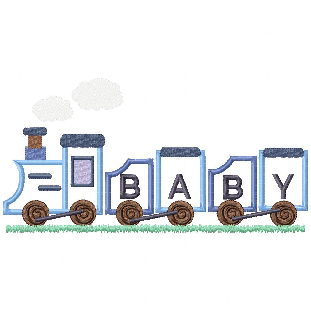 Baby Train - Applique - Machine Embroidery Design