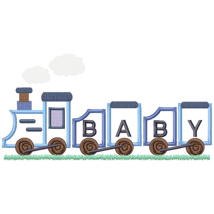 Baby Train - Applique - Machine Embroidery Design