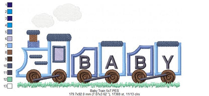 Baby Train - Applique - Machine Embroidery Design