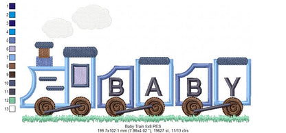 Baby Train - Applique - Machine Embroidery Design