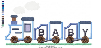 Baby Train - Applique - Machine Embroidery Design